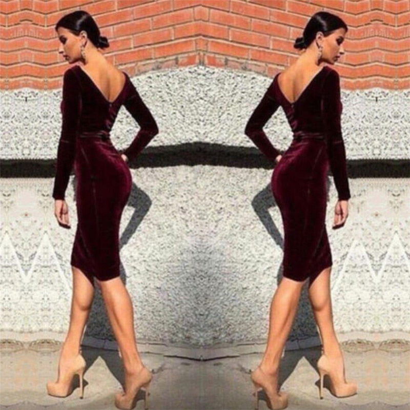 Velvet Bodycon Evening Dress