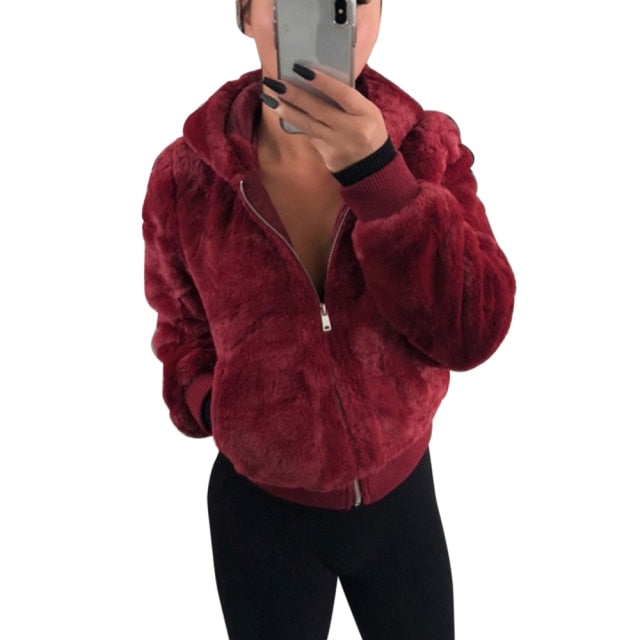 Fluffy Faux Fur Cropped Jacket