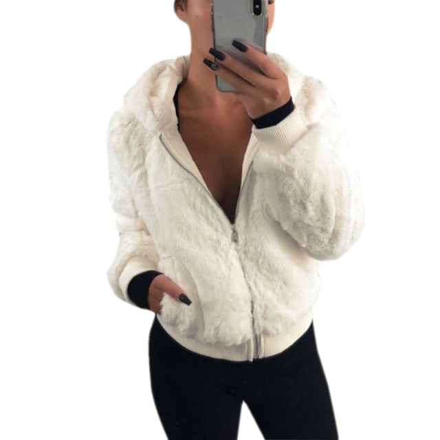 Fluffy Faux Fur Cropped Jacket