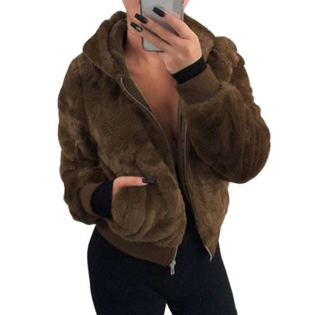 Fluffy Faux Fur Cropped Jacket