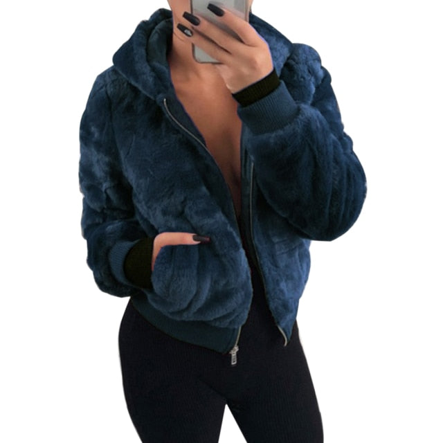 Fluffy Faux Fur Cropped Jacket