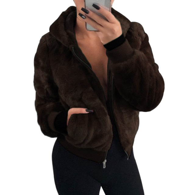 Fluffy Faux Fur Cropped Jacket