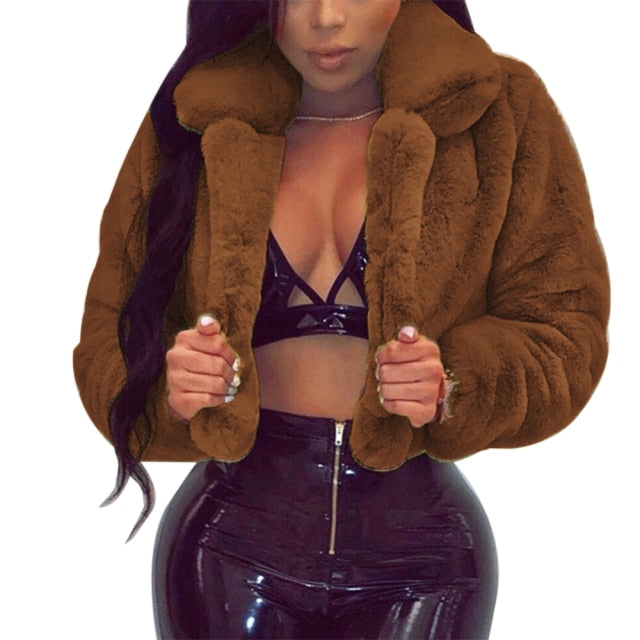 Fluffy Faux Fur Cropped Jacket