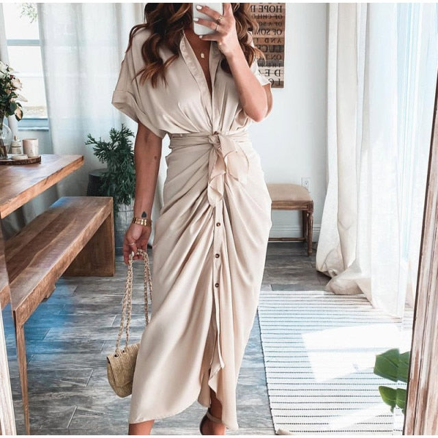 Ruched Bandage Shirt Dress