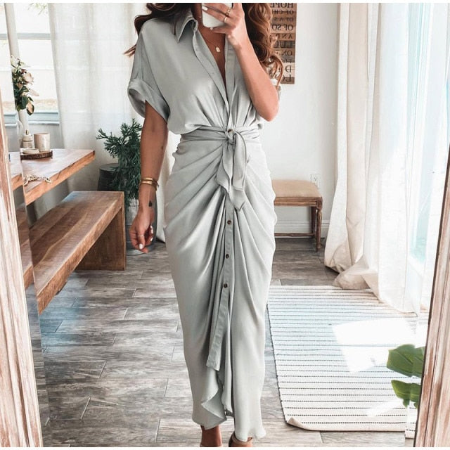 Ruched Bandage Shirt Dress