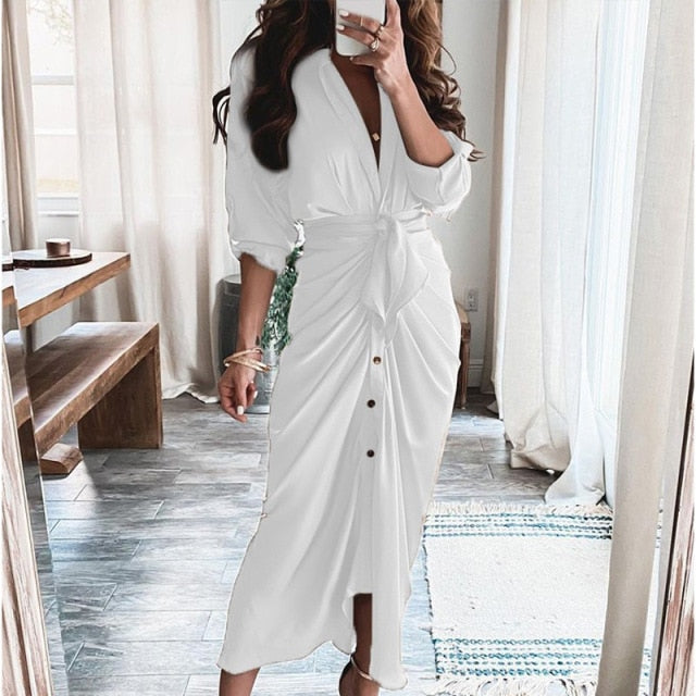 Ruched Bandage Shirt Dress