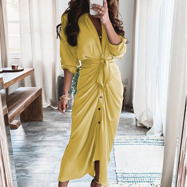 Ruched Bandage Shirt Dress