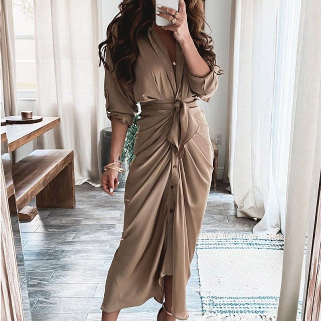 Ruched Bandage Shirt Dress