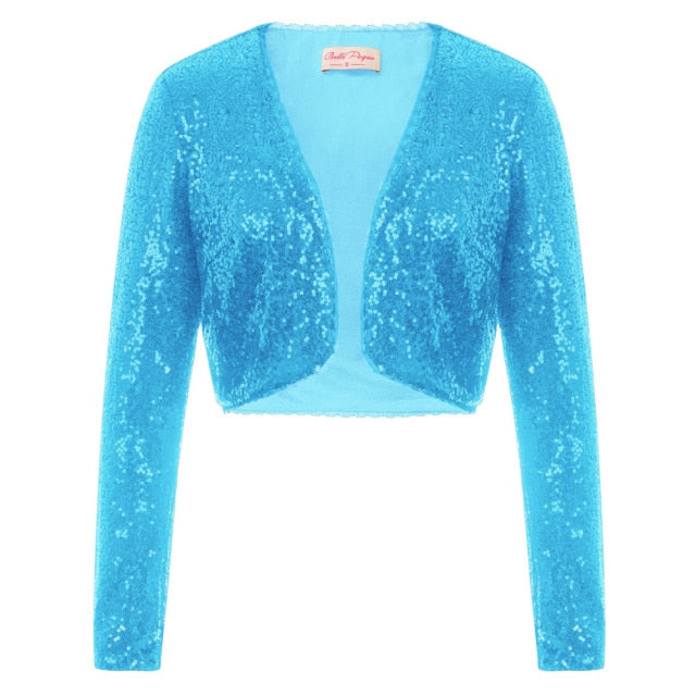 Shining Sequined Open Front Shrug