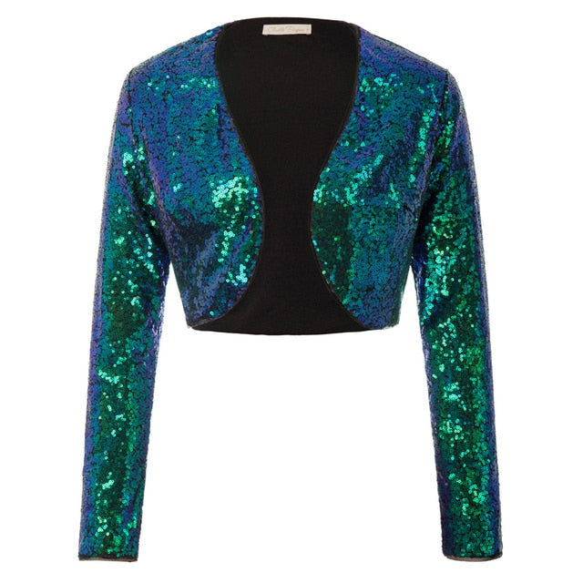 Shining Sequined Open Front Shrug