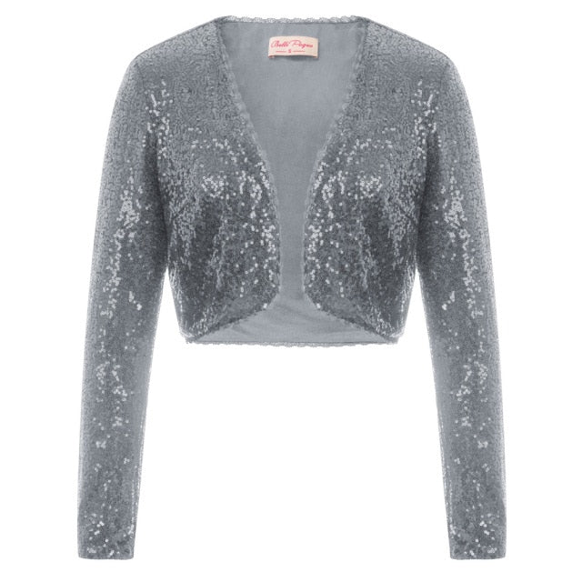 Shining Sequined Open Front Shrug