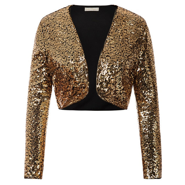 Shining Sequined Open Front Shrug