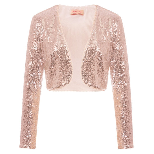 Shining Sequined Open Front Shrug