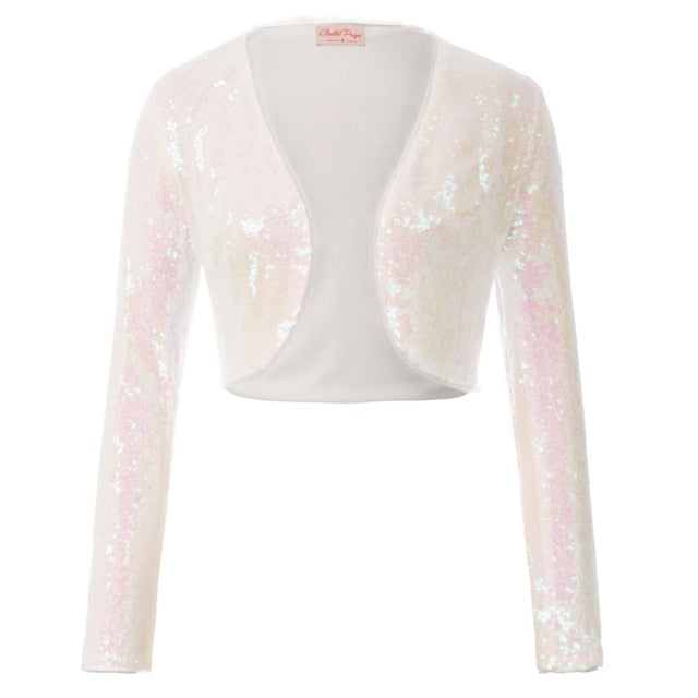 Shining Sequined Open Front Shrug