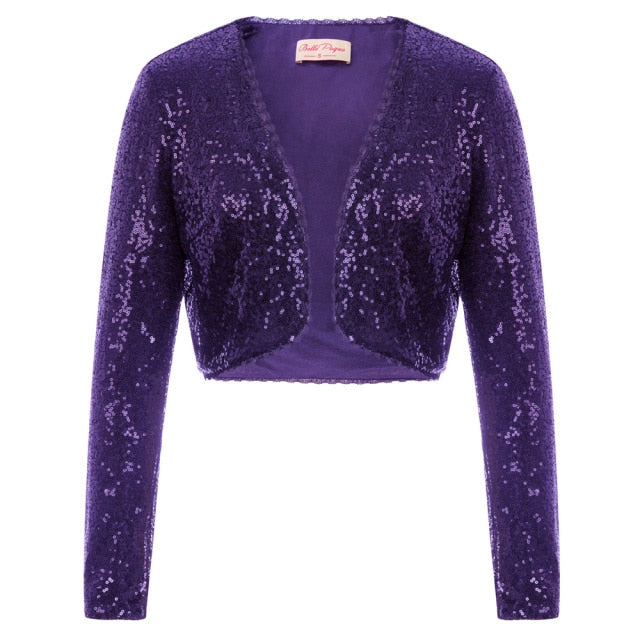 Shining Sequined Open Front Shrug