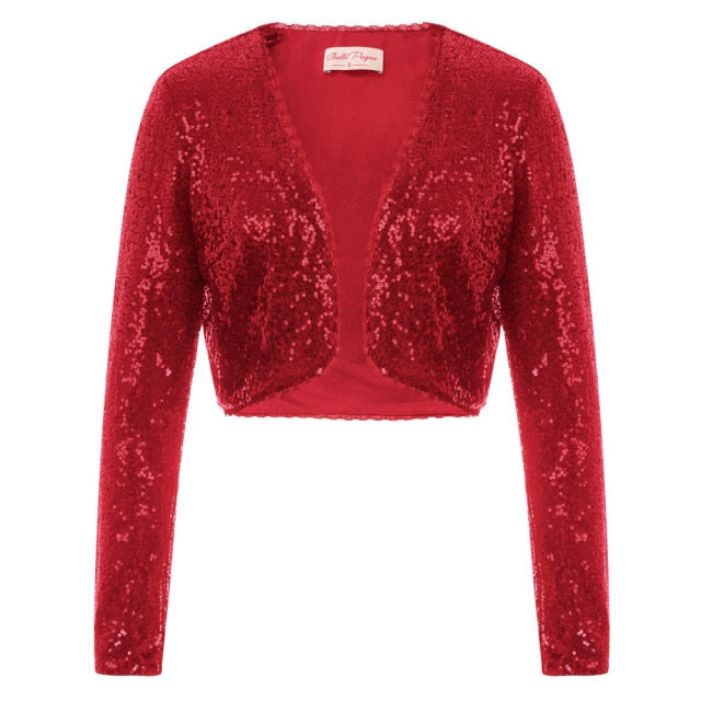 Shining Sequined Open Front Shrug