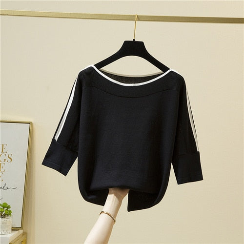 Summer Fashion Women Tops Knitted Solid T shirt Ice Silk Pullover Short Sleeve