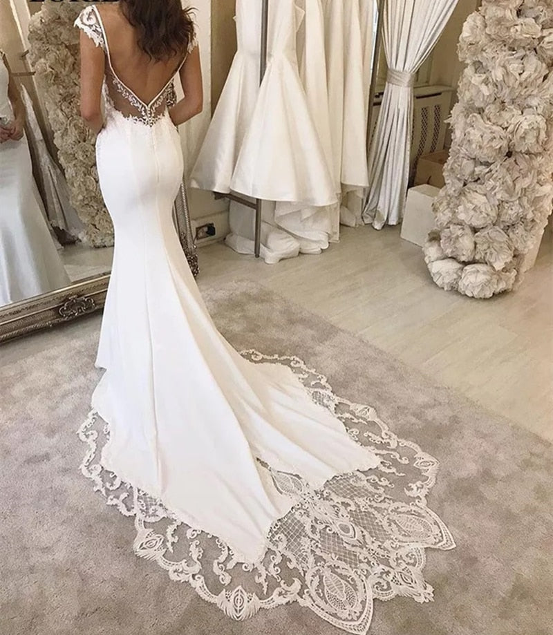 Charming Deep V-Neck Mermaid Wedding Dresses