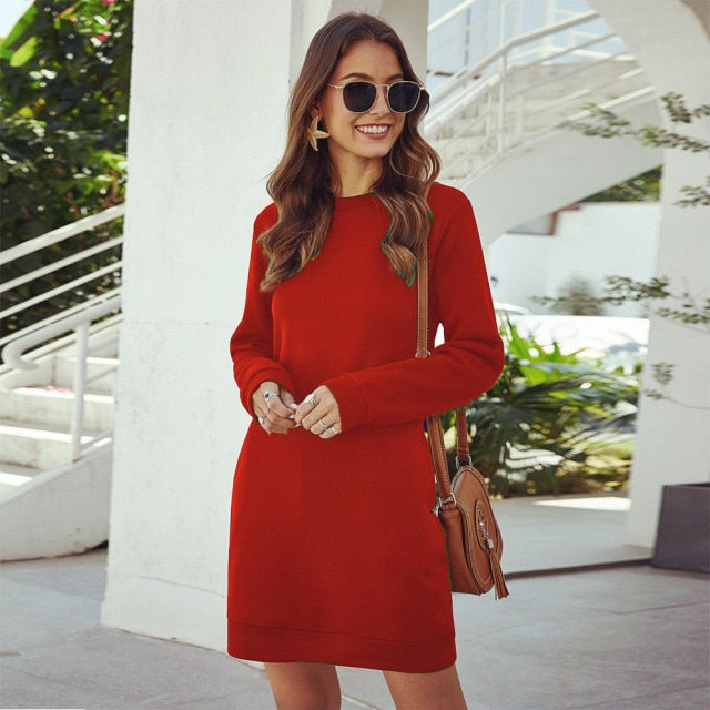 Round Neck Long Sleeve Dress