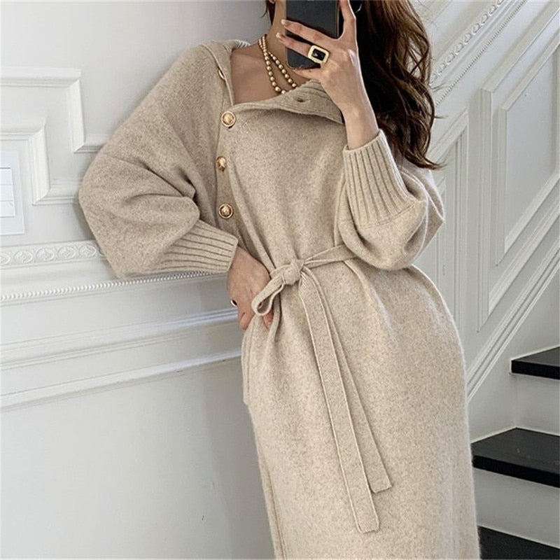 Winter Turtleneck Knitted Dress