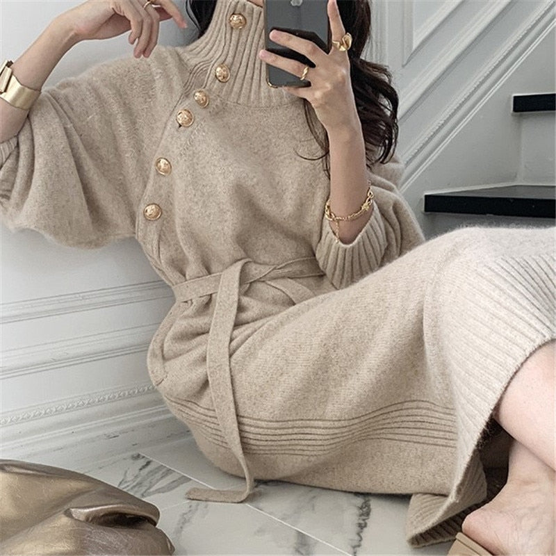 Winter Turtleneck Knitted Dress