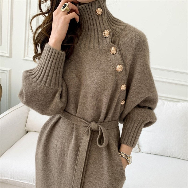 Winter Turtleneck Knitted Dress