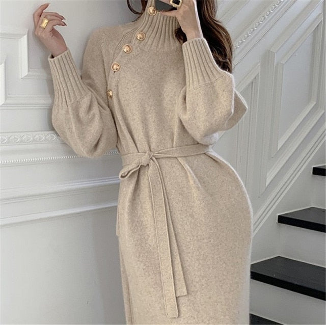 Winter Turtleneck Knitted Dress