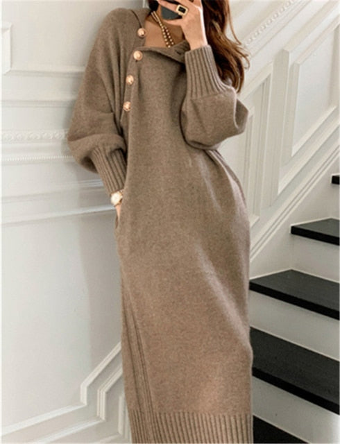 Winter Turtleneck Knitted Dress