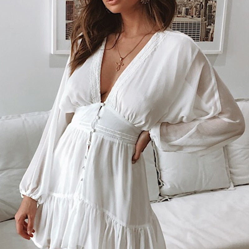 Sexy Plunge V Neck  Summer Dress