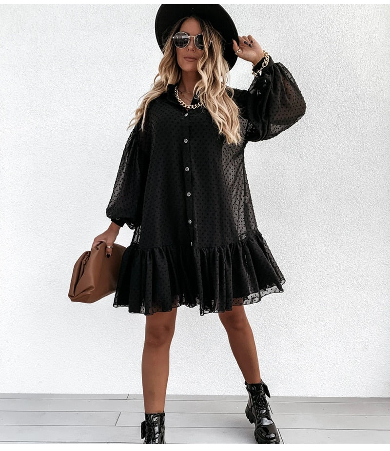 Elegant Black Dot Party Dress