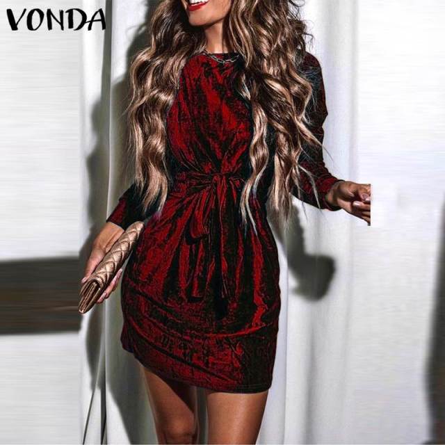 Elegant Women Party Dress Long Sleeve Office Ladies Dress