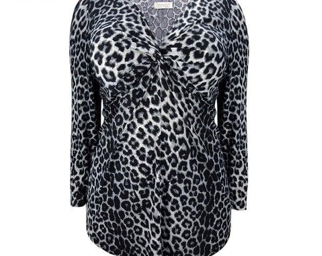 Plus Size Blouses for Women Leopard Classic Deep V Neck Long Sleeves